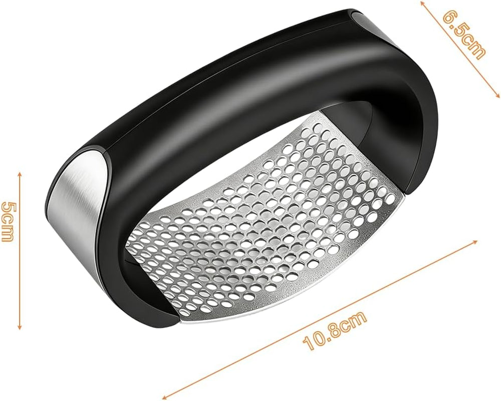 Heavy Duty Stainless Steel Garlic Crusher - Premium Manual Garlic Mincer and Chopper - Easy Squeeze Professional Kitchen Tool for Garlic & Ginger