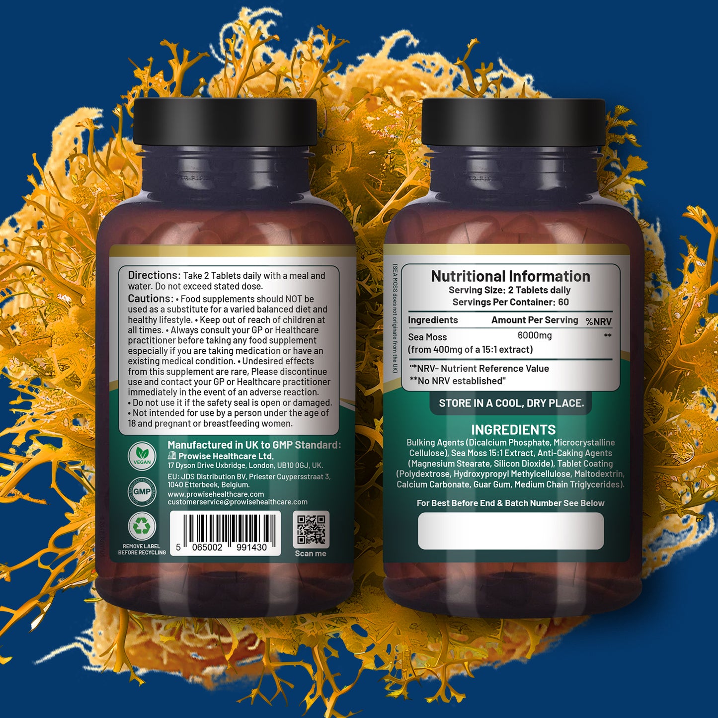 Irish Sea Moss Tablets 6000mg High Strength | 120 Vegan Tablets (UK Made)