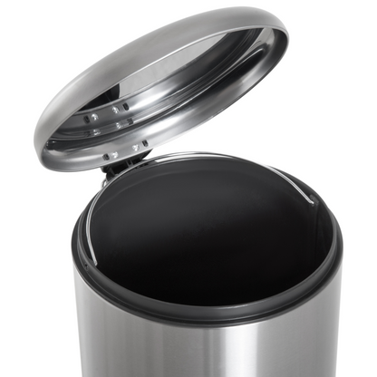 30L Stainless Steel Pedal Bin — Removable Inner Bucket, Black & Silver