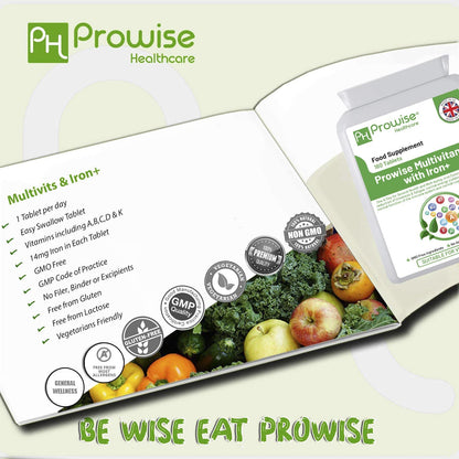 Prowise Healthcare Multivitamins & Iron+ 180 Tablets - Essential Daily Supplement