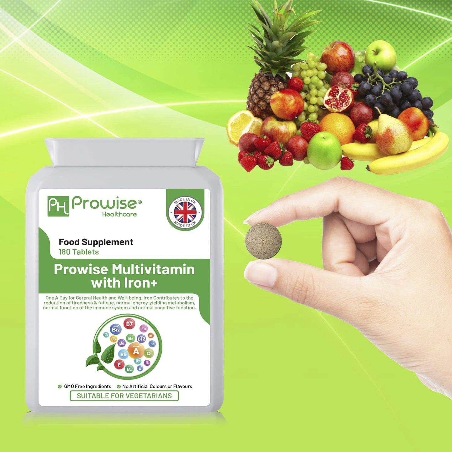 Prowise Healthcare Multivitamins & Iron+ 180 Tablets - Essential Daily Supplement