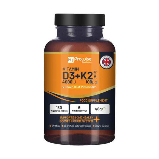 Vitamin D3 4000IU & K2 MK7 100mcg Vegetarian Tablets (180) Immune & Bone Support