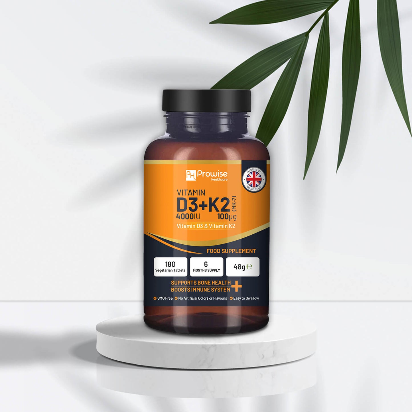 Vitamin D3 4000IU & K2 MK7 100mcg Vegetarian Tablets (180) Immune & Bone Support
