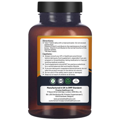 Vitamin D3 4000IU & K2 MK7 100mcg Vegetarian Tablets (180) Immune & Bone Support