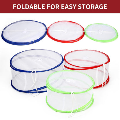 Set of 3 Pop-Up Food Covers — Reusable Mesh Bowl & Plate Covers, Collapsible