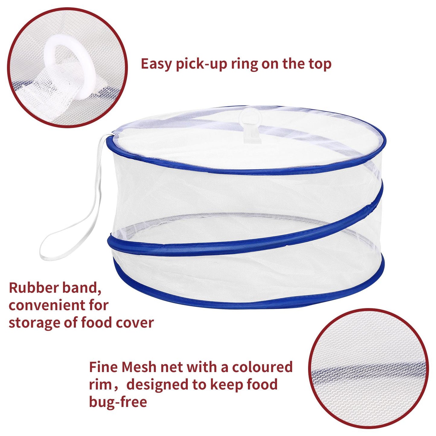 Set of 3 Pop-Up Food Covers — Reusable Mesh Bowl & Plate Covers, Collapsible