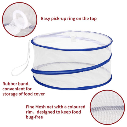 Set of 3 Pop-Up Food Covers — Reusable Mesh Bowl & Plate Covers, Collapsible