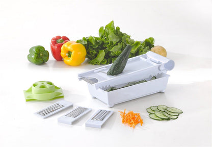 6-in-1 Multi-Grater & Slicer — 5 Interchangeable Blades, Food Holder & Safety Pusher