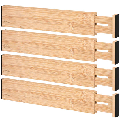 Bamboo Drawer Dividers — Adjustable Organiser Separators for Kitchen, Bedroom & Office