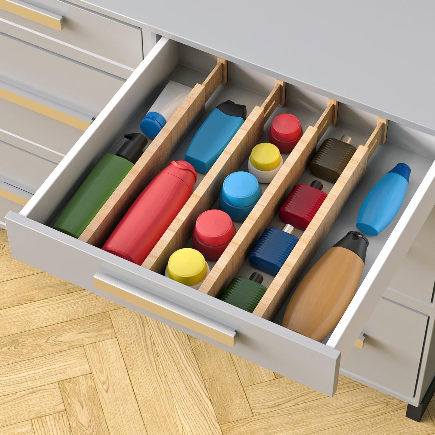 Bamboo Drawer Dividers — Adjustable Organiser Separators for Kitchen, Bedroom & Office