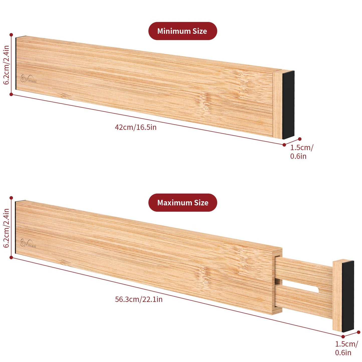 Bamboo Drawer Dividers — Adjustable Organiser Separators for Kitchen, Bedroom & Office
