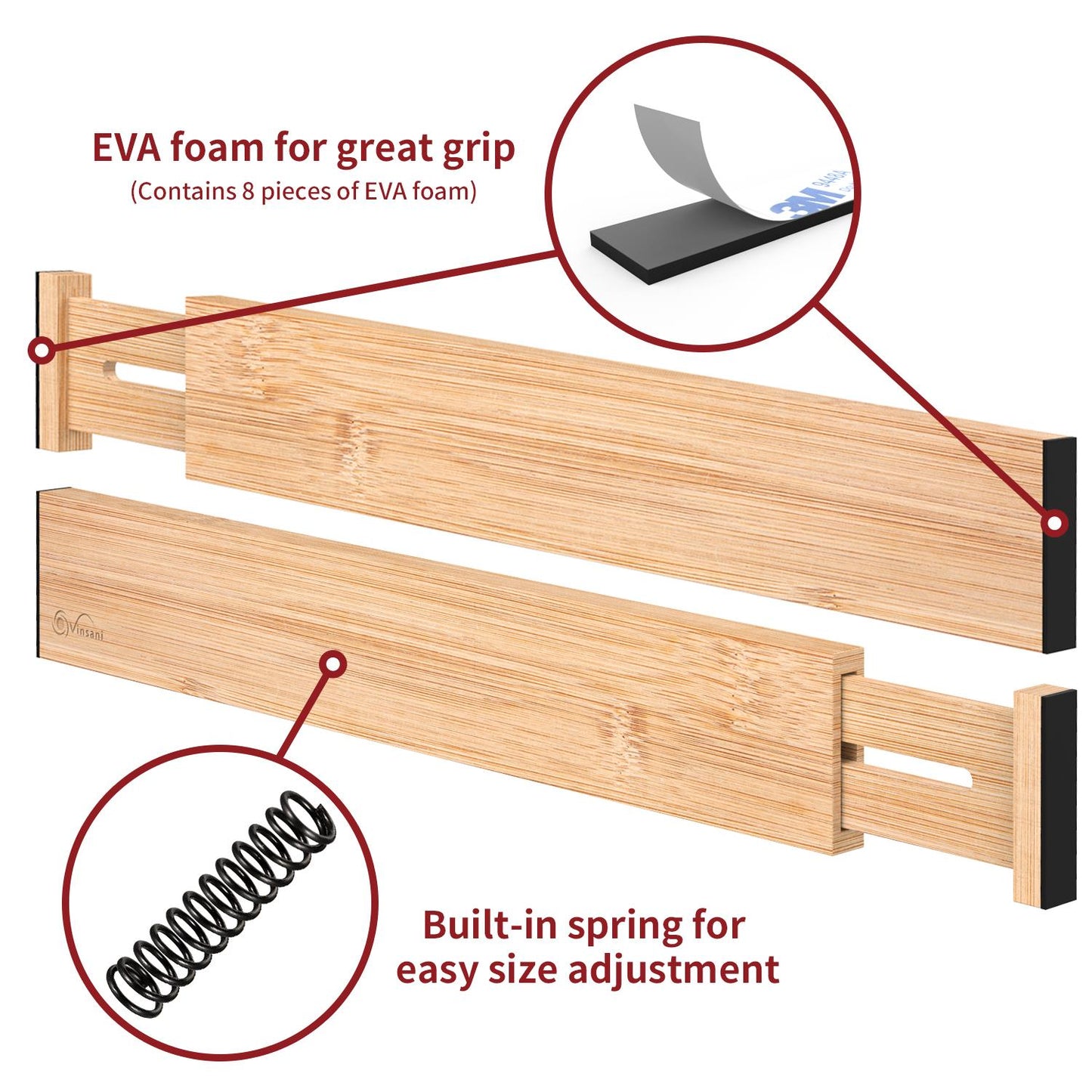 Bamboo Drawer Dividers — Adjustable Organiser Separators for Kitchen, Bedroom & Office