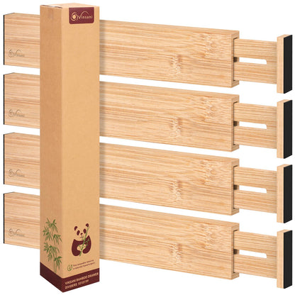 Bamboo Drawer Dividers — Adjustable Organiser Separators for Kitchen, Bedroom & Office