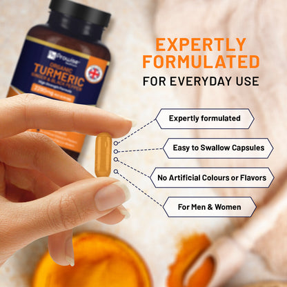 Organic Turmeric 2280mg Capsules w/ Black Pepper & Ginger | 180 Vegan Caps