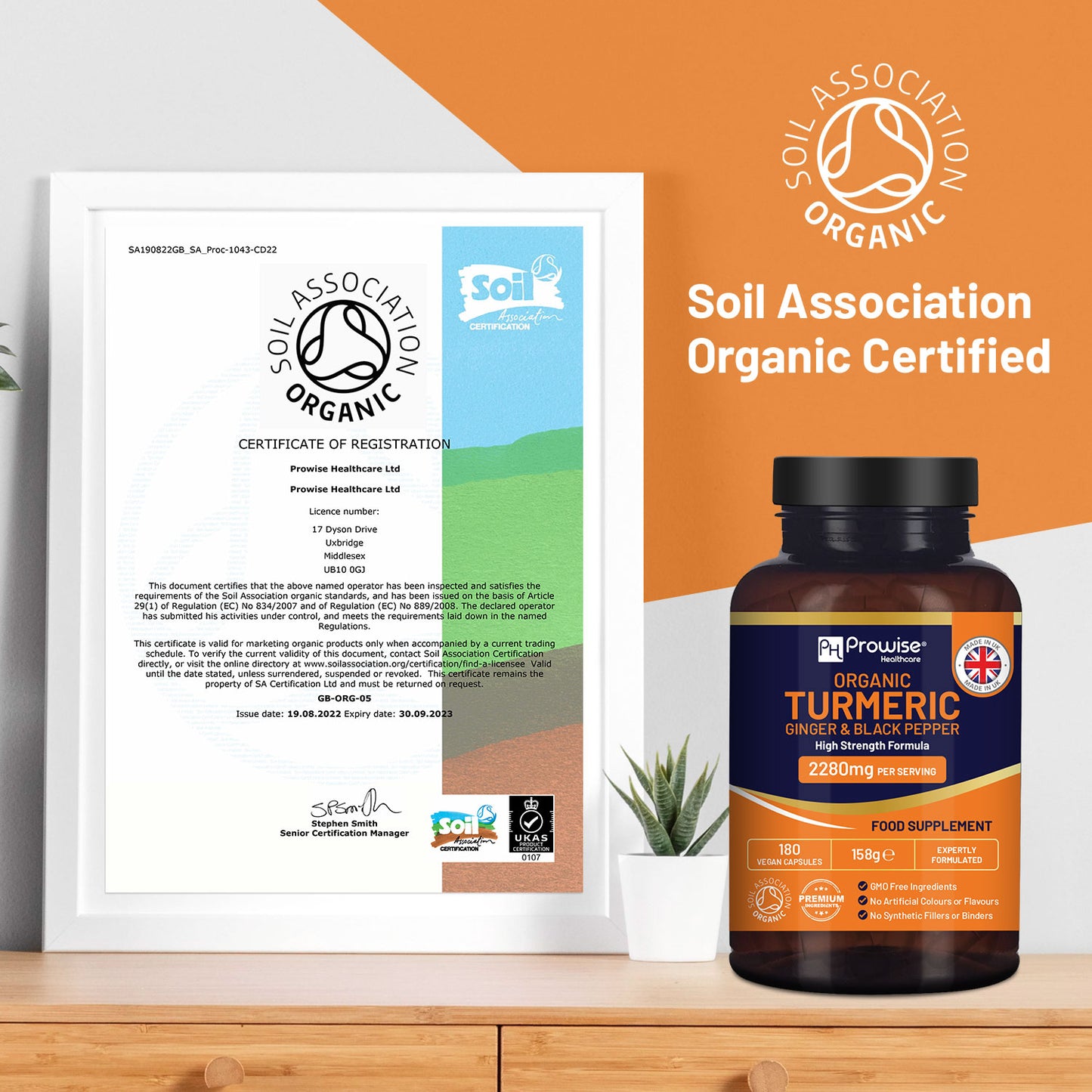 Organic Turmeric 2280mg Capsules w/ Black Pepper & Ginger | 180 Vegan Caps