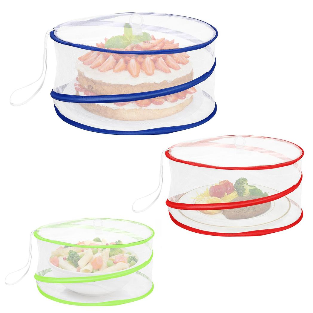 Set of 3 Pop-Up Food Covers — Reusable Mesh Bowl & Plate Covers, Collapsible