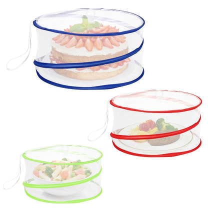 Set of 3 Pop-Up Food Covers — Reusable Mesh Bowl & Plate Covers, Collapsible