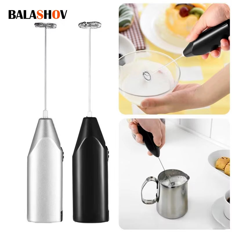 Handheld Milk Frother & Coffee Whisk - Electric Foam Maker for Lattes & Cappuccinos - Battery Operated Mini Drink Mixer & Egg Beater - Stainless Steel Barista Tool for Hot Chocolate & Matcha