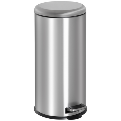 30L Stainless Steel Pedal Bin — Removable Inner Bucket, Black & Silver