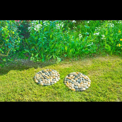 River Rock Round Stepping Stone Set of 2 for Natural Garden Path